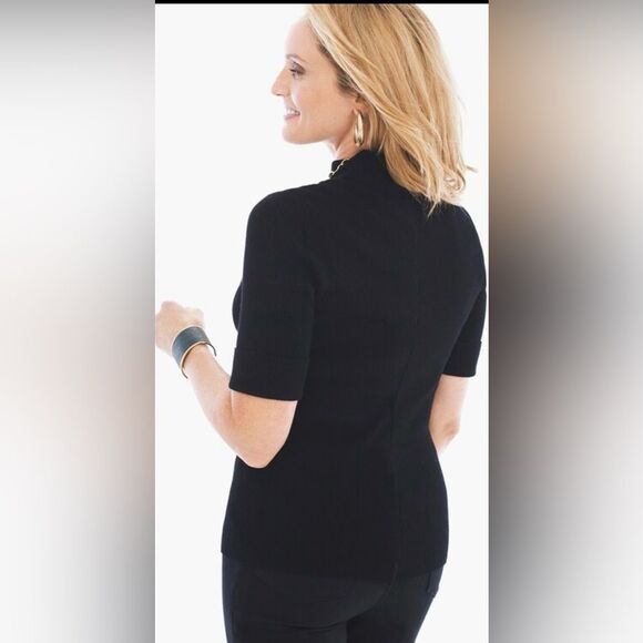 Chicos Top Marielle Neck Black Ribbed Plus Size 2X STYLE #570184692 NEW - Picture 1 of 9
